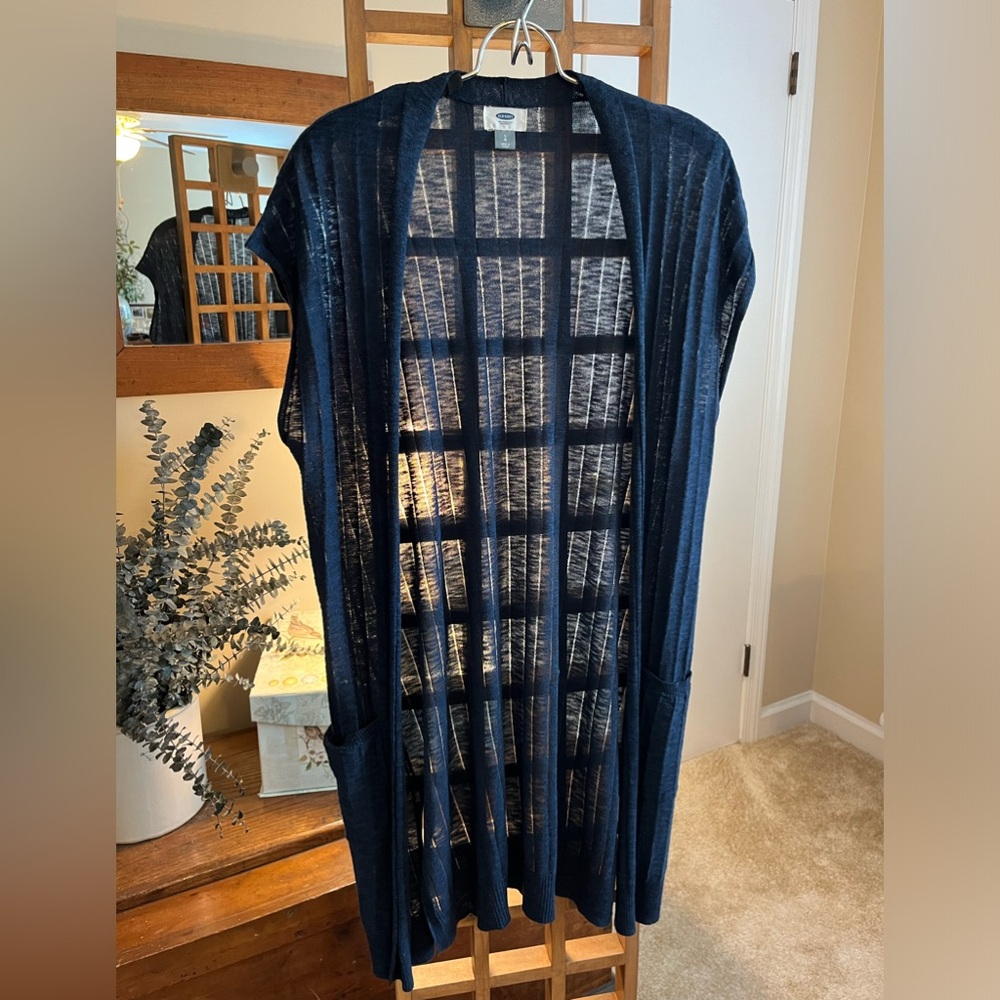 Old Navy cardi-vest (L) - lightweight, dark navy blue